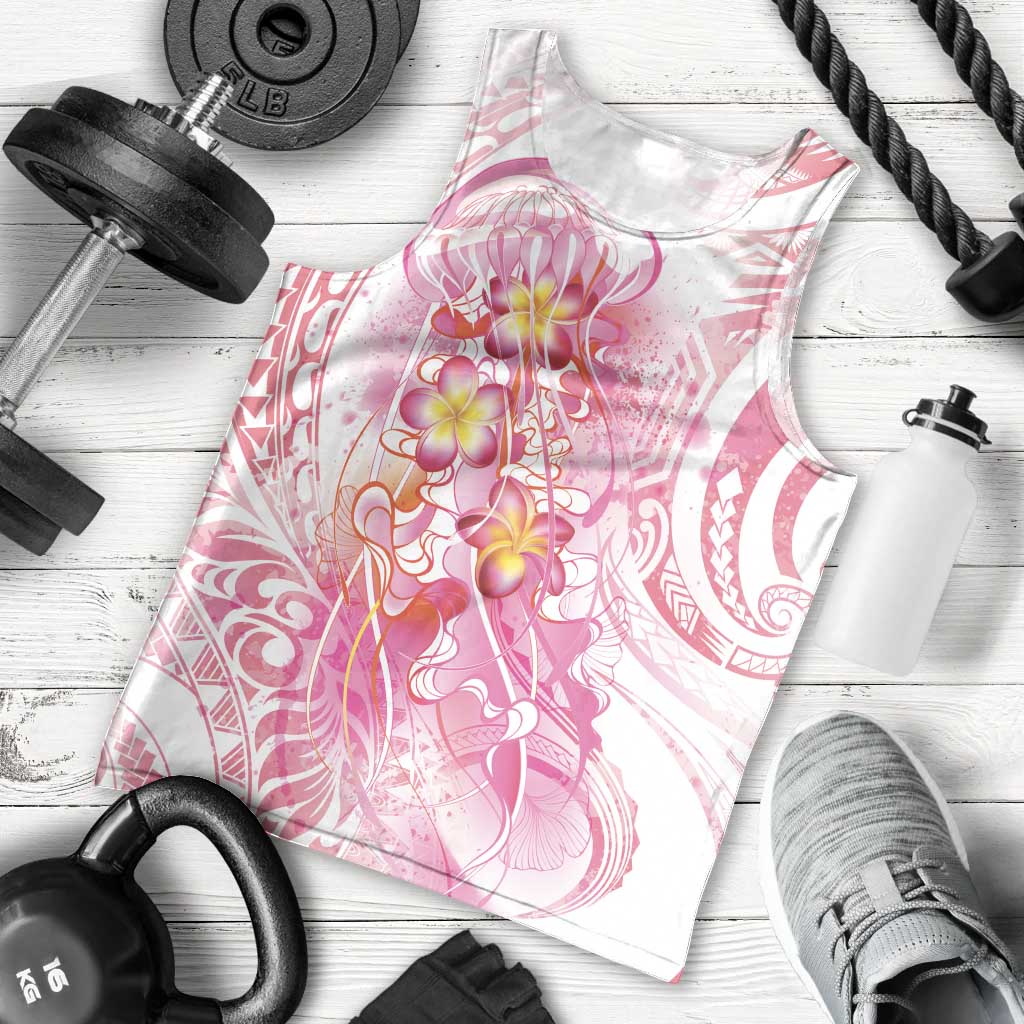 Rose Pink Polynesian Jellyfish Men Tank Top Watercolor Glows - Polynesian Pride