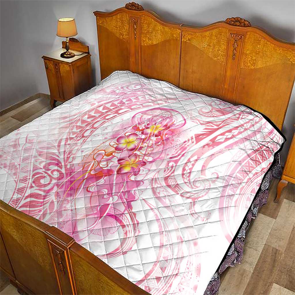 Rose Pink Polynesian Jellyfish Quilt Watercolor Glows - Polynesian Pride