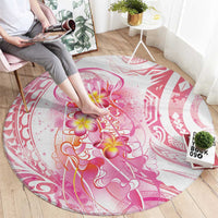 Rose Pink Polynesian Jellyfish Round Carpet Watercolor Glows - Polynesian Pride