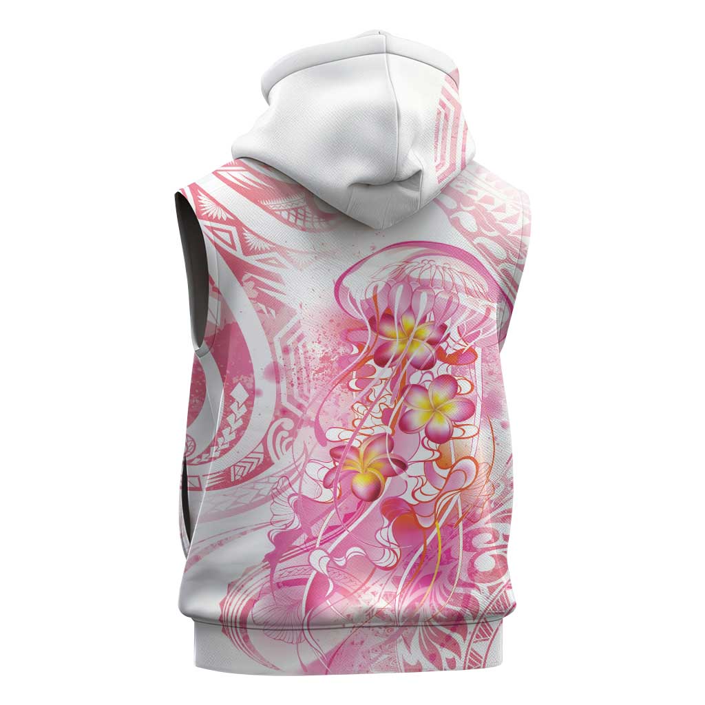Rose Pink Polynesian Jellyfish Sleeveless Hoodie Watercolor Glows - Polynesian Pride
