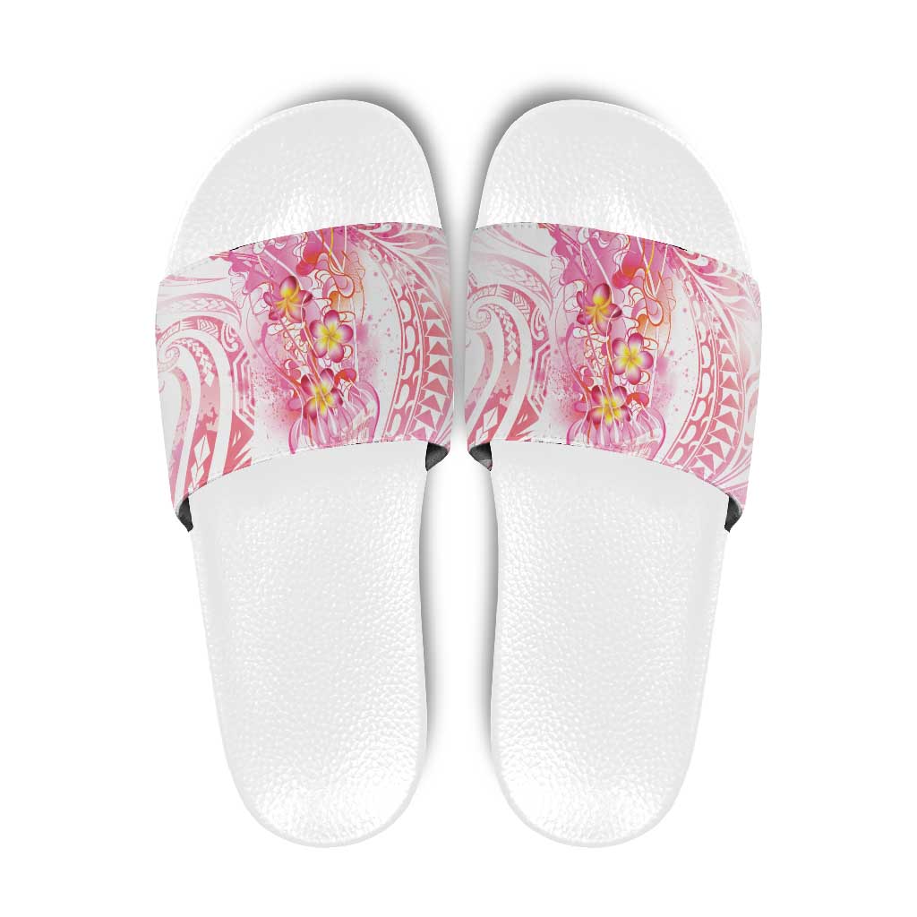 Rose Pink Polynesian Jellyfish Slide Sandals Watercolor Glows - Polynesian Pride