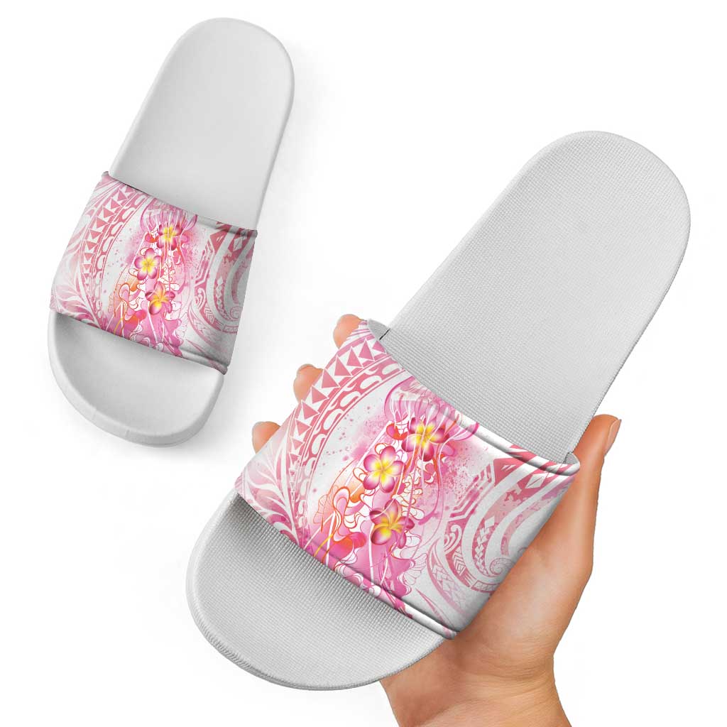 Rose Pink Polynesian Jellyfish Slide Sandals Watercolor Glows - Polynesian Pride