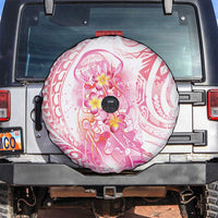 Rose Pink Polynesian Jellyfish Spare Tire Cover Watercolor Glows - Polynesian Pride