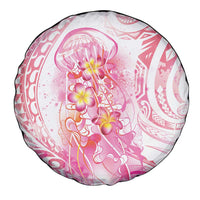 Rose Pink Polynesian Jellyfish Spare Tire Cover Watercolor Glows - Polynesian Pride