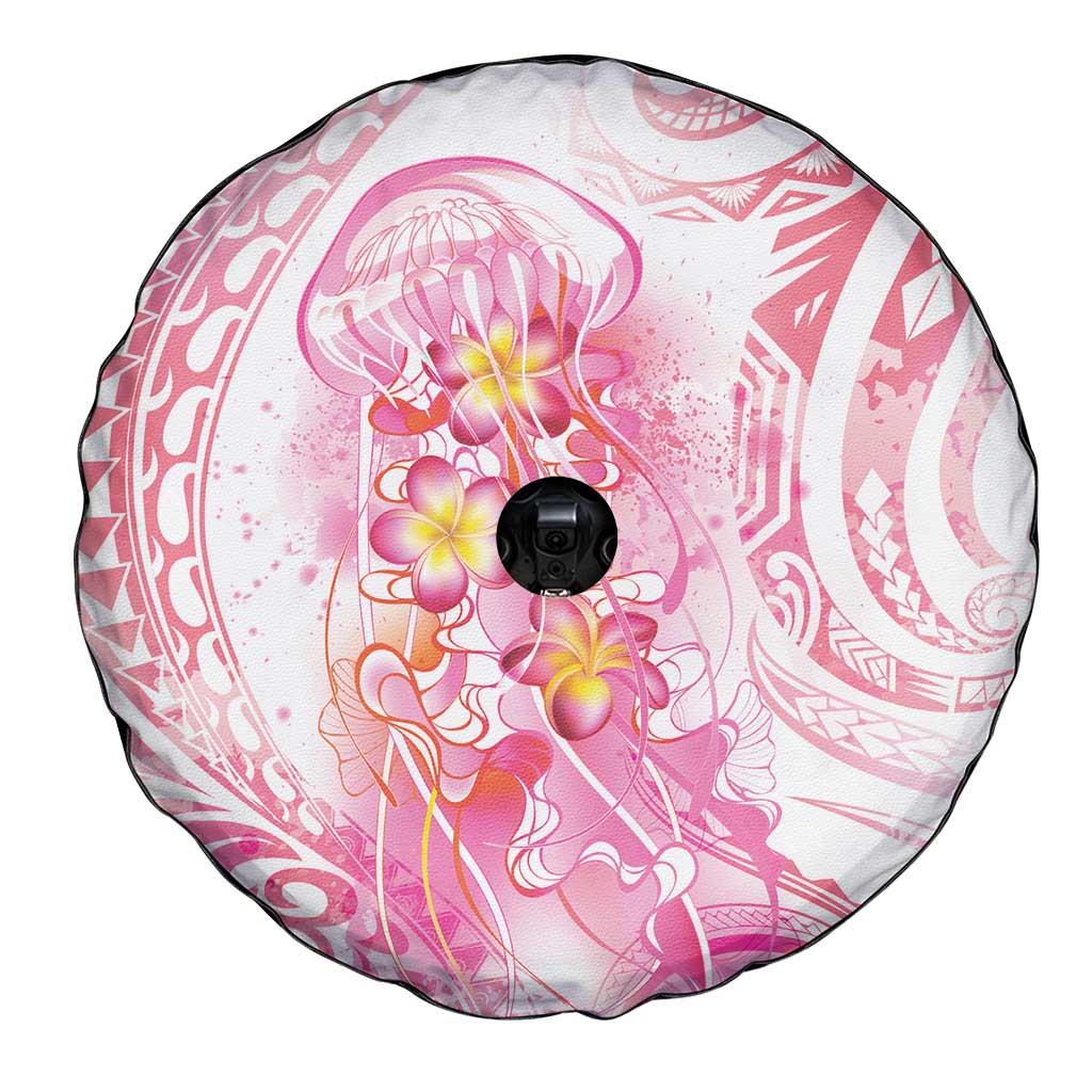 Rose Pink Polynesian Jellyfish Spare Tire Cover Watercolor Glows - Polynesian Pride