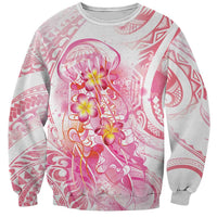 Rose Pink Polynesian Jellyfish Sweatshirt Watercolor Glows - Polynesian Pride