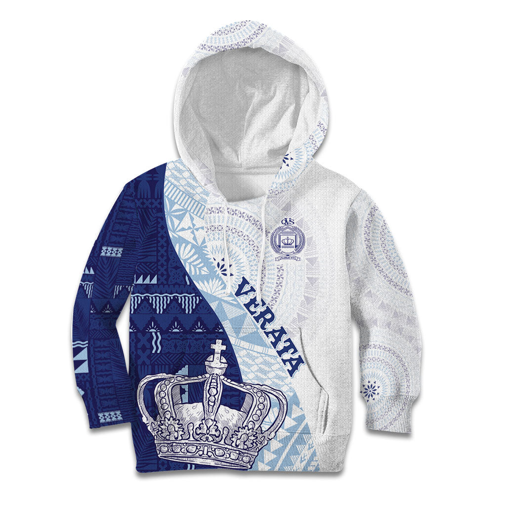 Queen Victoria School Fiji Vulinitu Verata House Kid Hoodie Masi Tapa LT7 Hoodie Blue - Polynesian Pride