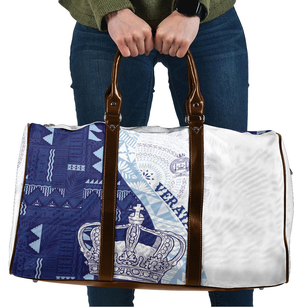 Queen Victoria School Fiji Vulinitu Verata House Travel Bag Masi Tapa LT7 Blue - Polynesian Pride