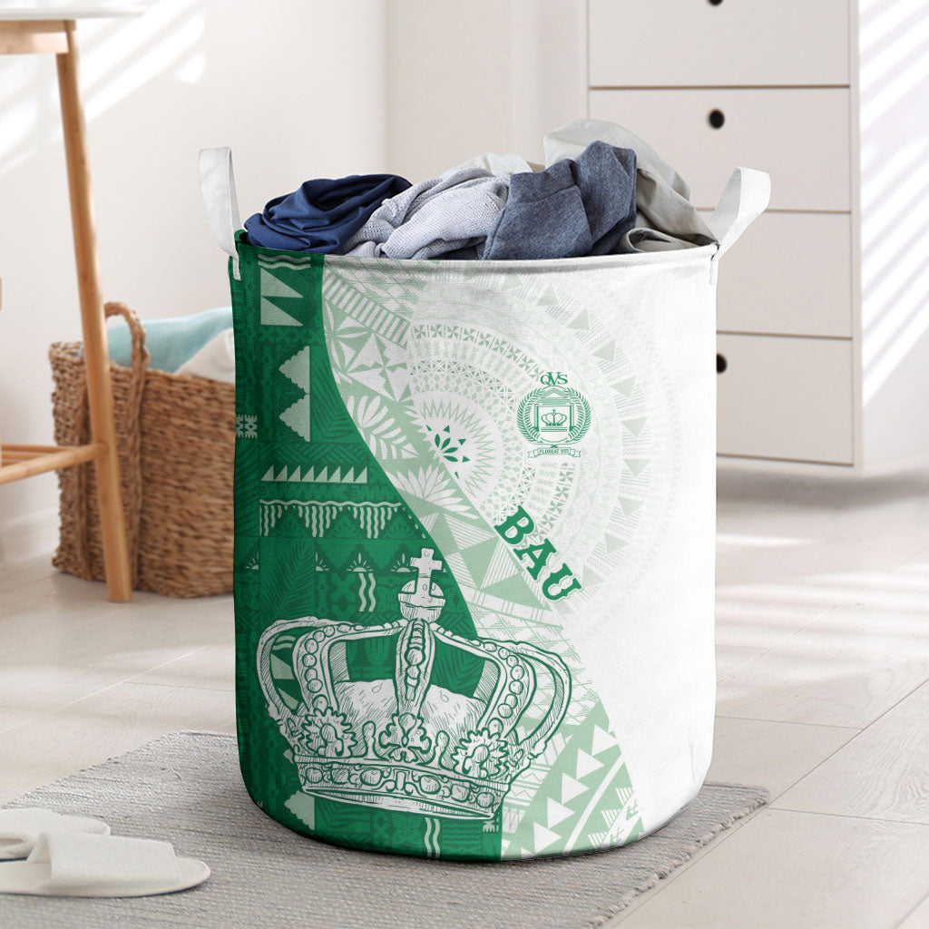 Queen Victoria School Fiji Vulinitu Bau House Laundry Basket Masi Tapa LT7 Green - Polynesian Pride