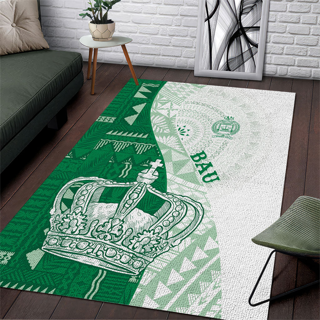 Queen Victoria School Fiji Vulinitu Bau House Area Rug Masi Tapa LT7 Green - Polynesian Pride