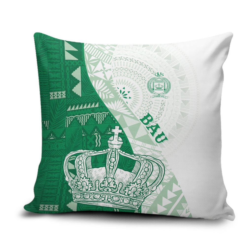 Queen Victoria School Fiji Vulinitu Bau House Pillow Cover Masi Tapa LT7 Green - Polynesian Pride
