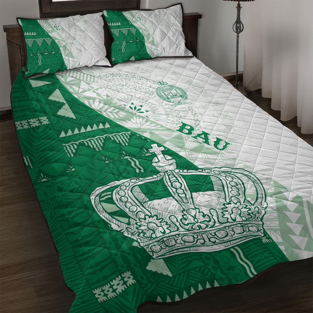 Queen Victoria School Fiji Vulinitu Bau House Quilt Bed Set Masi Tapa LT7 Green - Polynesian Pride