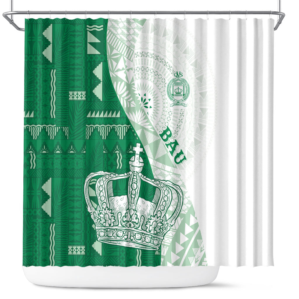 Queen Victoria School Fiji Vulinitu Bau House Shower Curtain Masi Tapa LT7 Green - Polynesian Pride