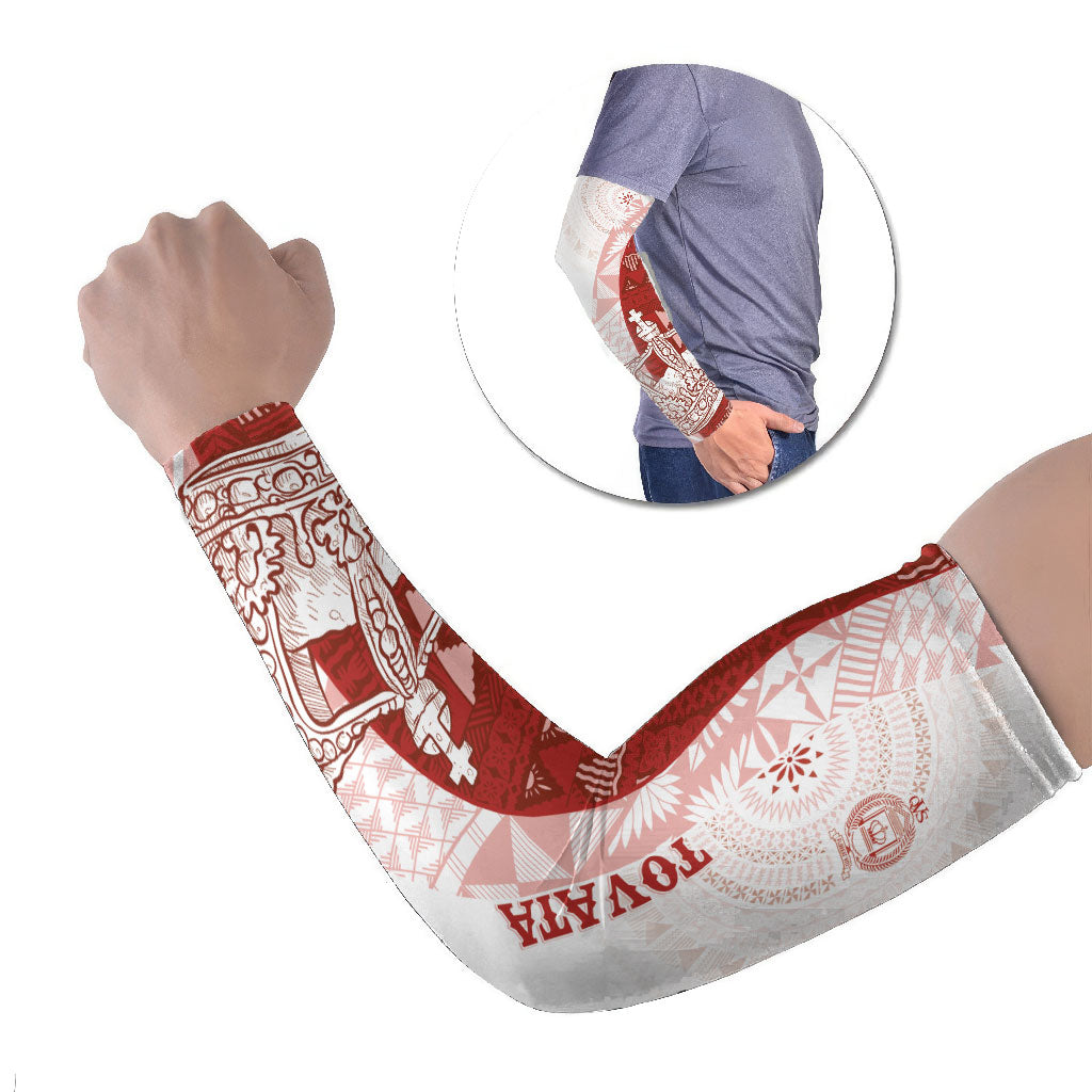 Queen Victoria School Fiji Vulinitu Tovata House Arm Sleeves Masi Tapa LT7 Set of 2 Red - Polynesian Pride