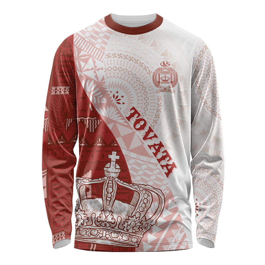 Queen Victoria School Fiji Vulinitu Tovata House Long Sleeve Shirt Masi Tapa LT7 Unisex Red - Polynesian Pride