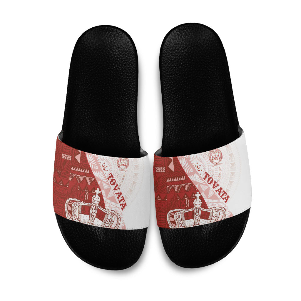 Queen Victoria School Fiji Vulinitu Tovata House Slide Sandals Masi Tapa LT7 Red - Polynesian Pride