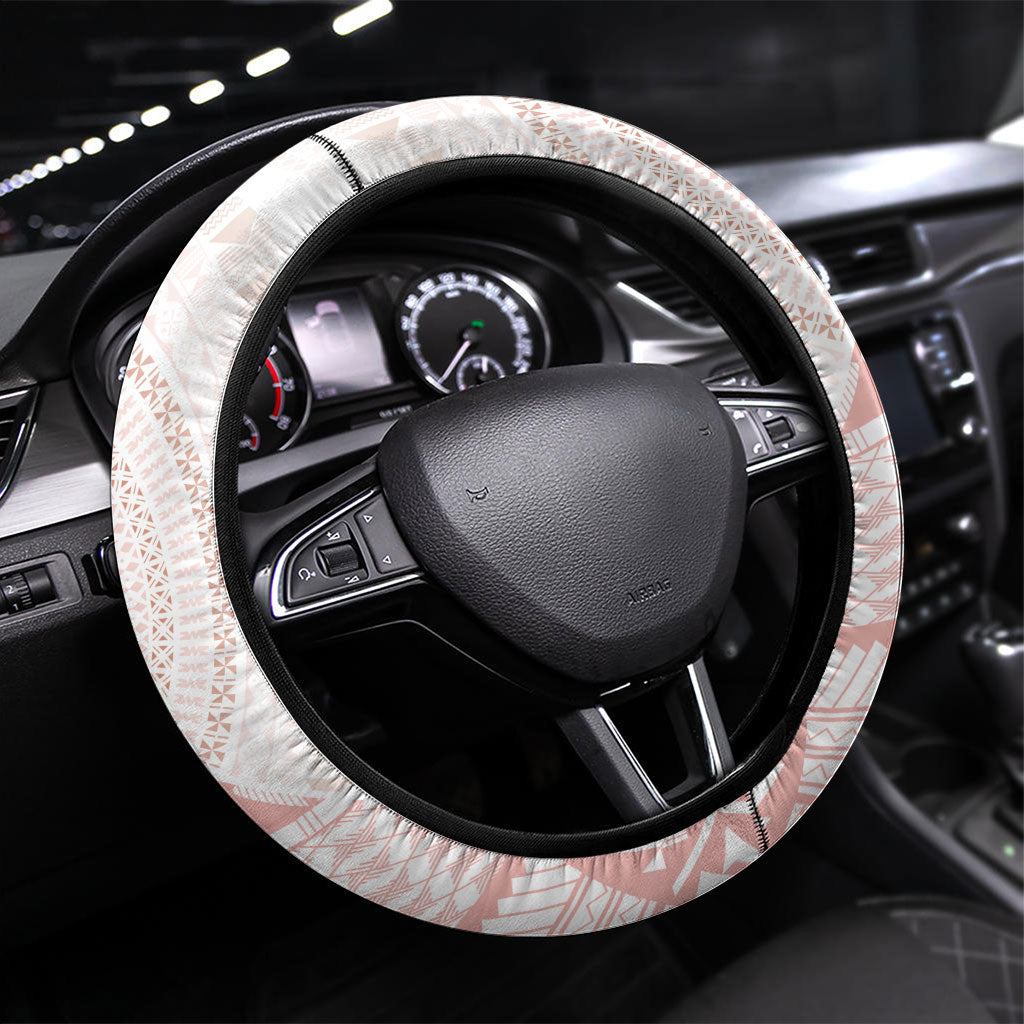Queen Victoria School Fiji Vulinitu Tovata House Steering Wheel Cover Masi Tapa LT7 Universal Fit Red - Polynesian Pride