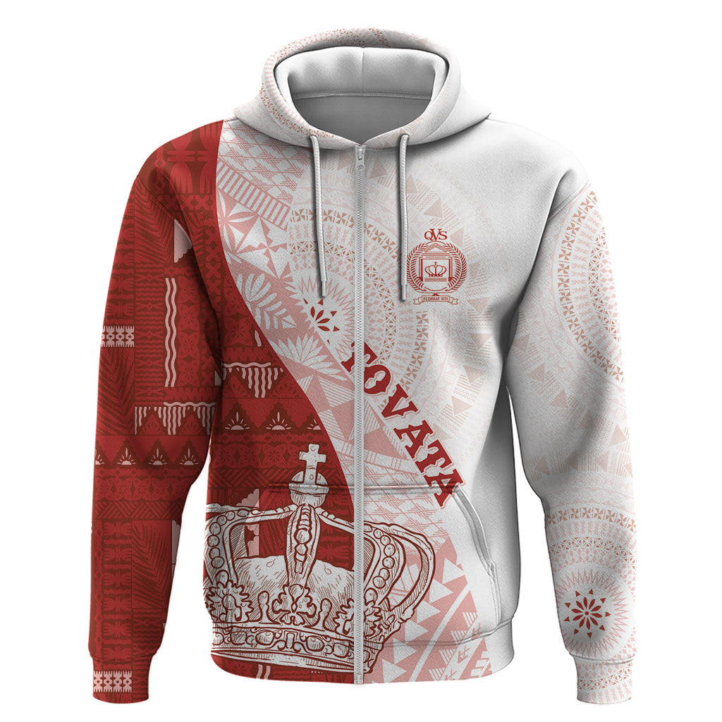 Queen Victoria School Fiji Vulinitu Tovata House Zip Hoodie Masi Tapa LT7 Zip Hoodie Red - Polynesian Pride