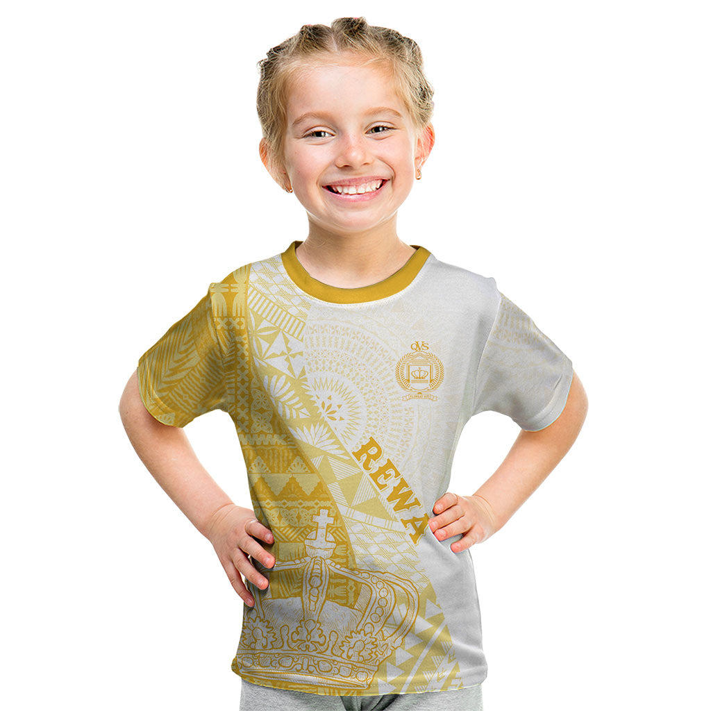 Queen Victoria School Fiji Vulinitu Rewa House Kid T Shirt Masi Tapa LT7 Yellow - Polynesian Pride