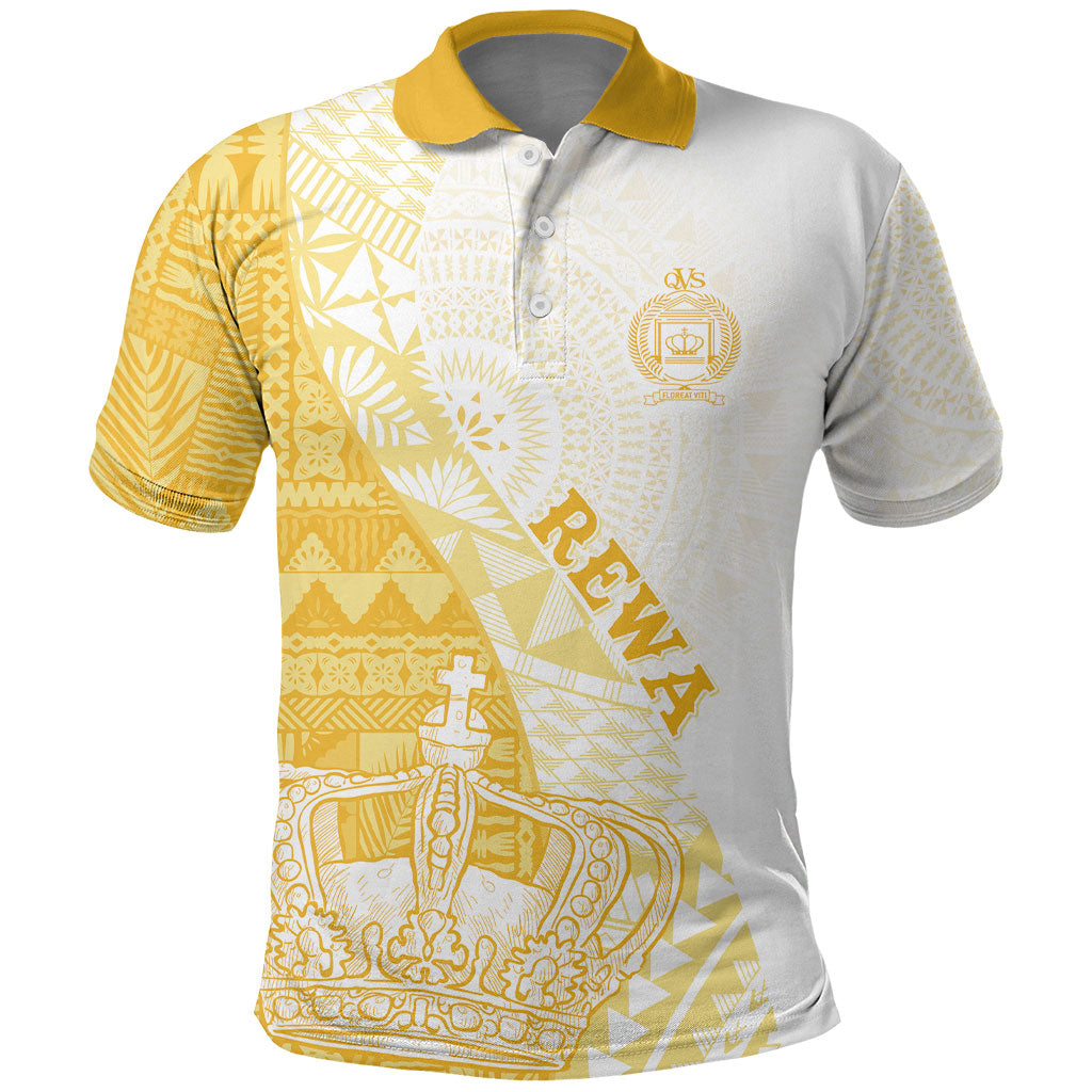 Queen Victoria School Fiji Vulinitu Rewa House Polo Shirt Masi Tapa LT7 Yellow - Polynesian Pride