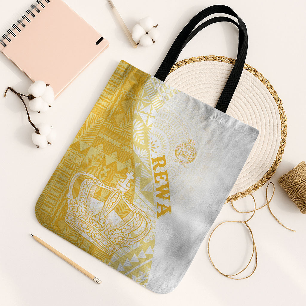 Queen Victoria School Fiji Vulinitu Rewa House Tote Bag Masi Tapa LT7 Black Strap One Size Yellow - Polynesian Pride