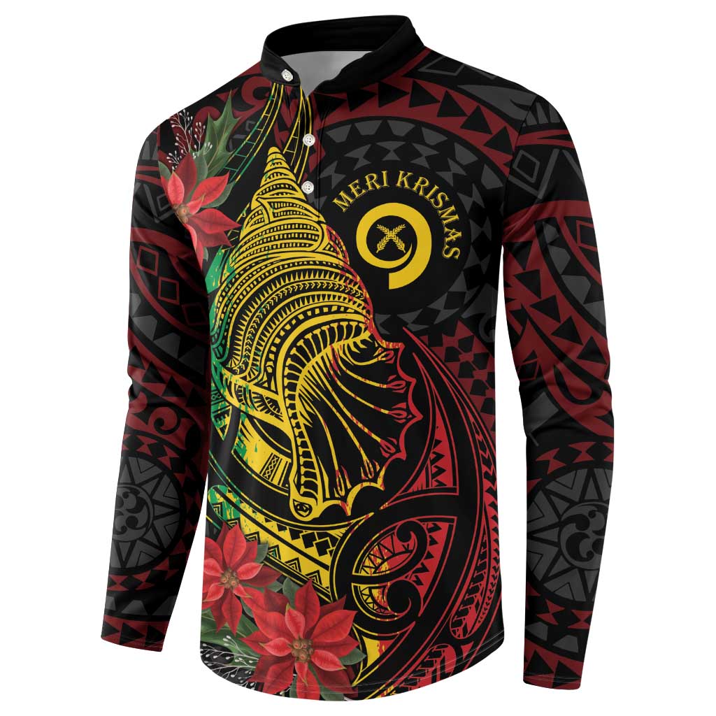 Vanuatu Meri Krismas Button Sweatshirt Conch Shell Tribal Art