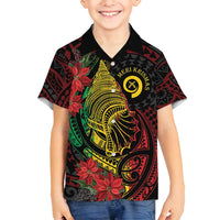 Vanuatu Meri Krismas Family Matching Long Sleeve Bodycon Dress and Hawaiian Shirt Conch Shell Tribal Art LT7 Son's Shirt Art - Polynesian Pride