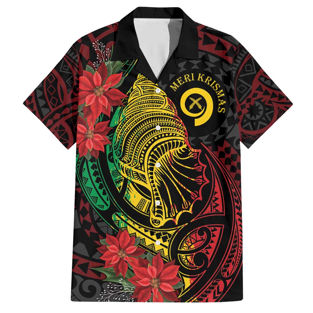 Vanuatu Meri Krismas Hawaiian Shirt Conch Shell Tribal Art