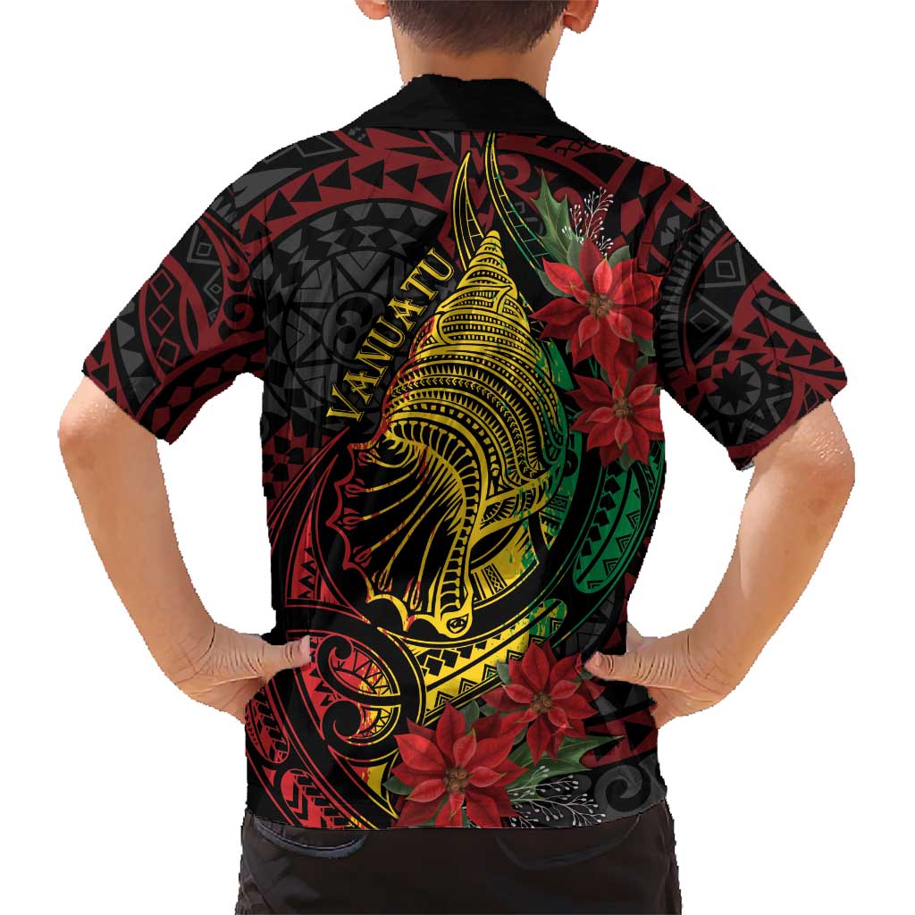 Vanuatu Meri Krismas Kid Hawaiian Shirt Conch Shell Tribal Art