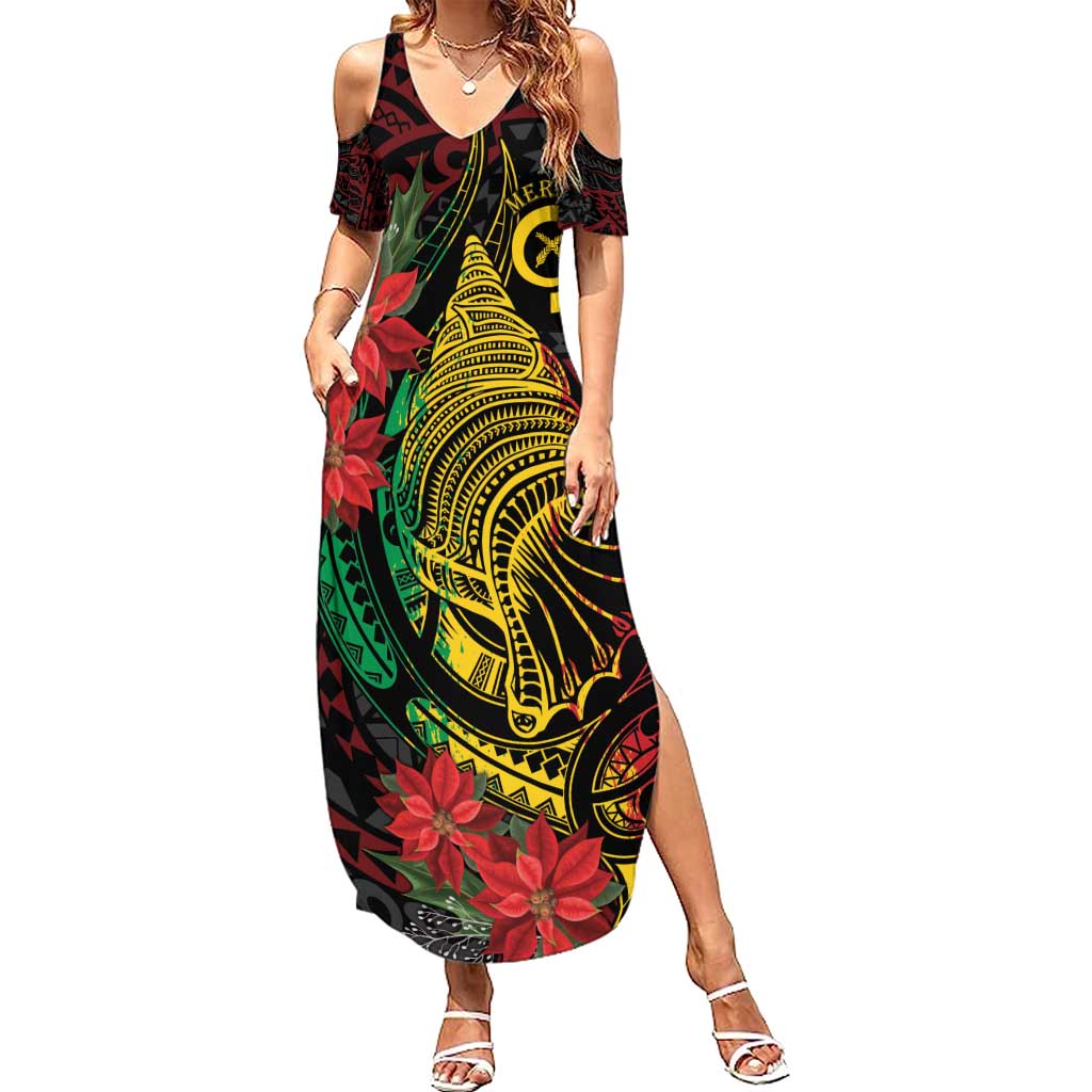 Vanuatu Meri Krismas Summer Maxi Dress Conch Shell Tribal Art