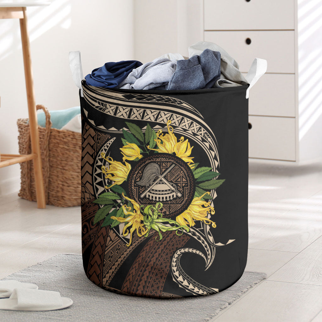 Samoa Moso'oi Flowers Tatau Laundry Basket Festive Tapa Brown LT7 Brown - Polynesian Pride