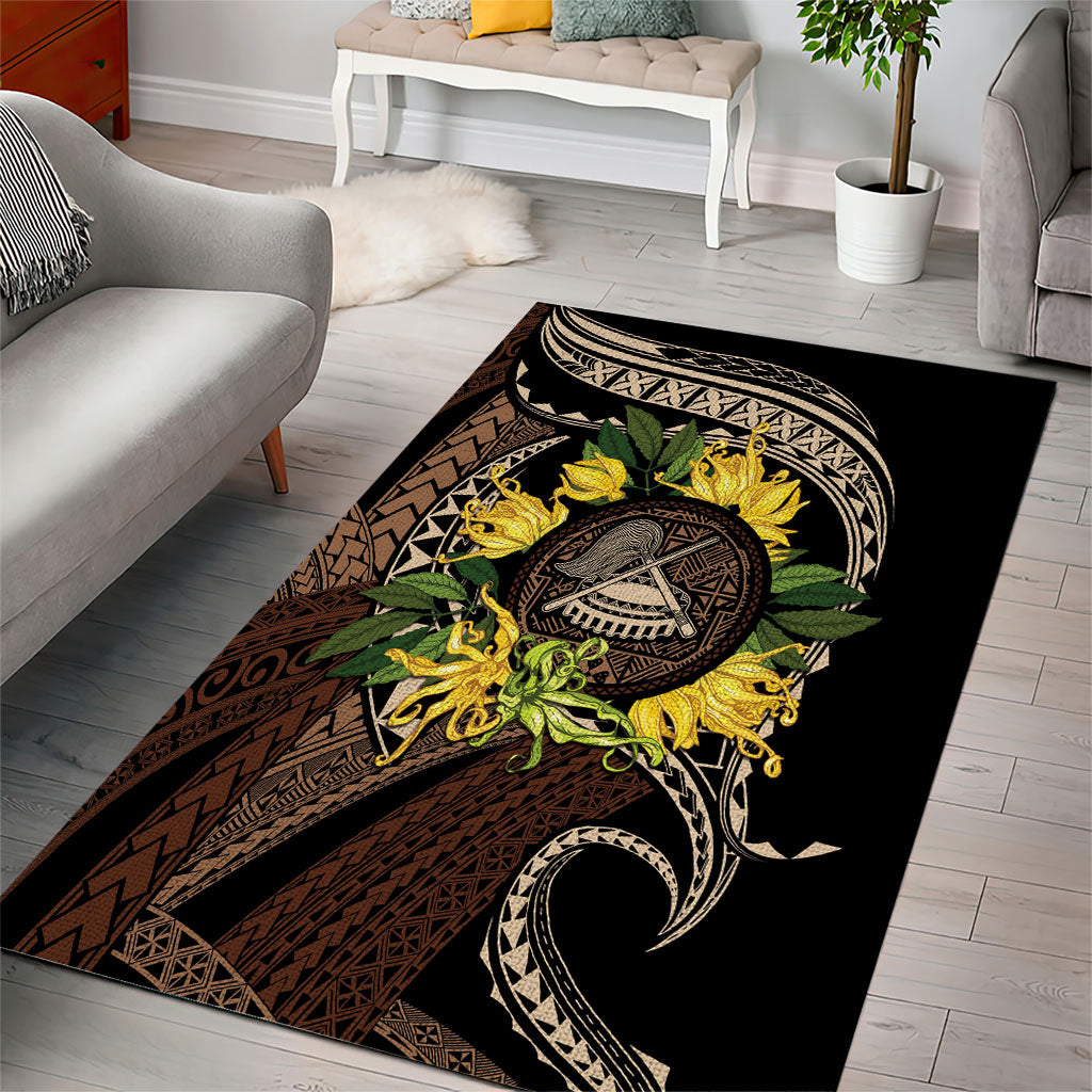 Samoa Moso'oi Flowers Tatau Area Rug Festive Tapa Brown LT7 - Polynesian Pride