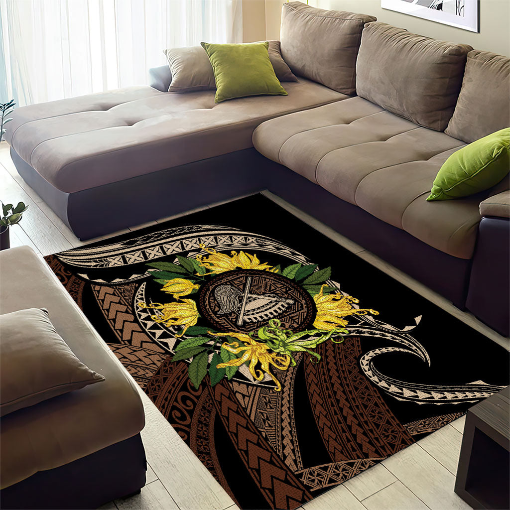 Samoa Moso'oi Flowers Tatau Area Rug Festive Tapa Brown LT7 - Polynesian Pride