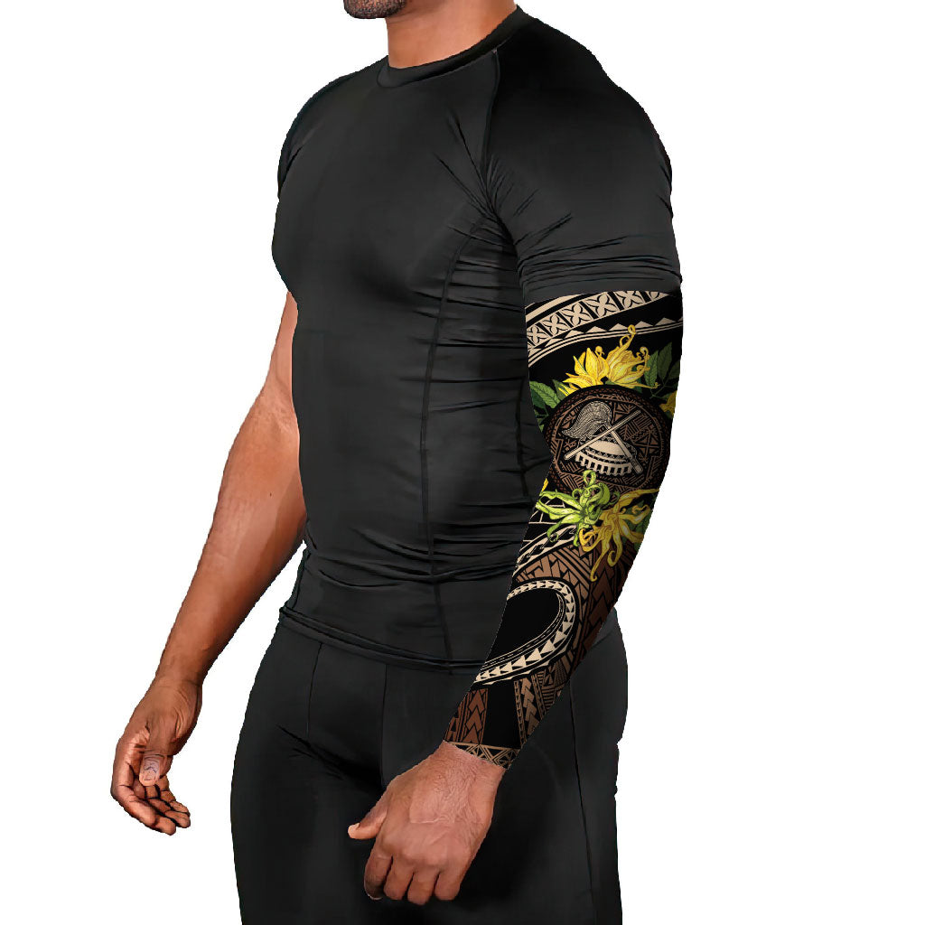 Samoa Moso'oi Flowers Tatau Arm Sleeves Festive Tapa Brown LT7 - Polynesian Pride