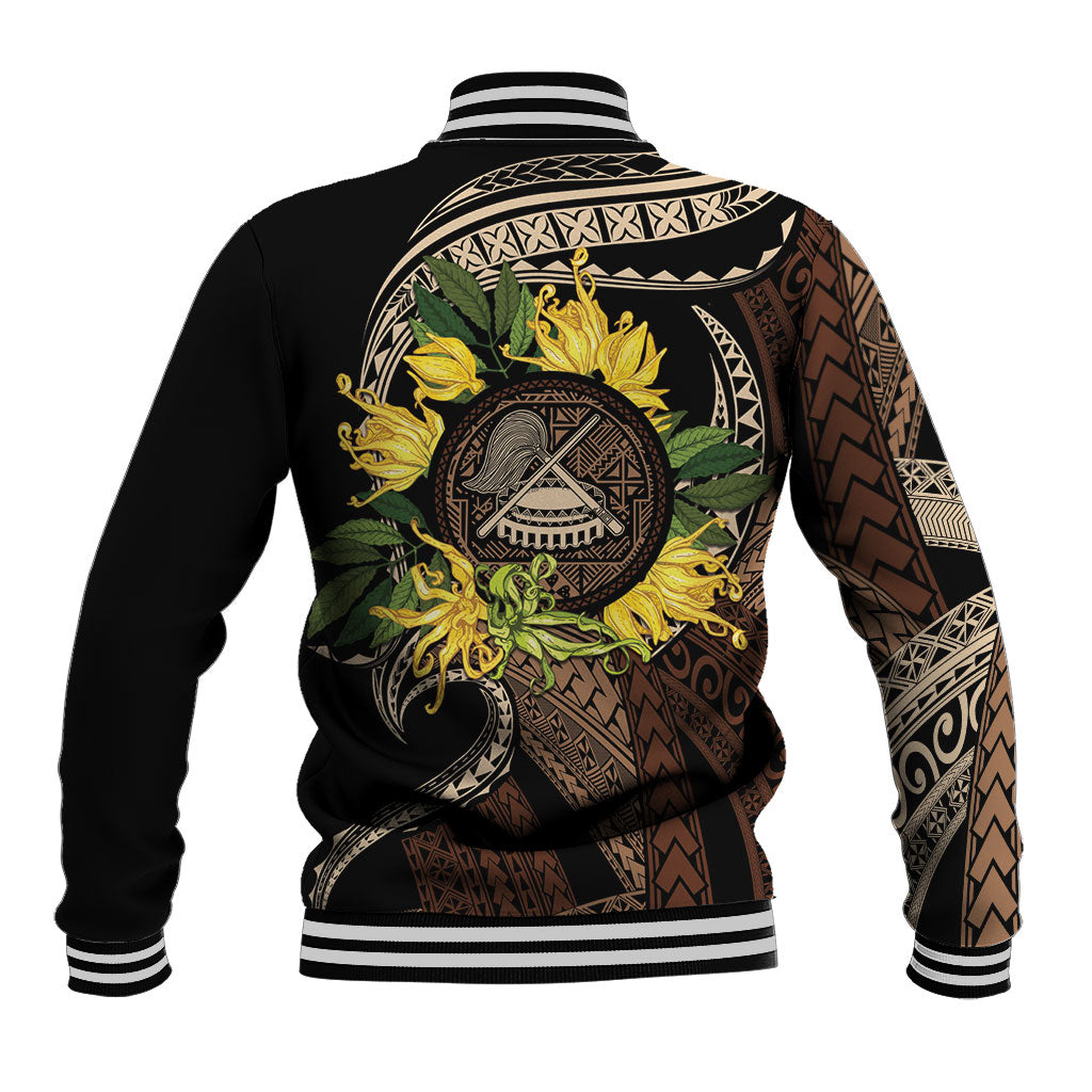 Samoa Moso'oi Flowers Tatau Baseball Jacket Festive Tapa Brown LT7 - Polynesian Pride