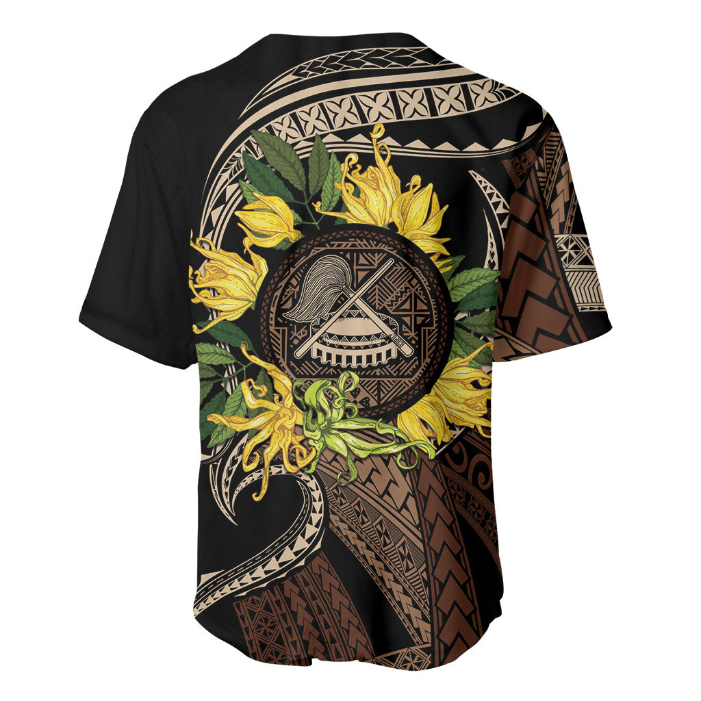 Samoa Moso'oi Flowers Tatau Baseball Jersey Festive Tapa Brown LT7 - Polynesian Pride