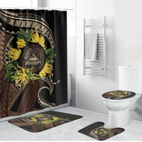 Samoa Moso'oi Flowers Tatau Bathroom Set Festive Tapa Brown LT7 Bathroom Set (4 pcs) Brown - Polynesian Pride