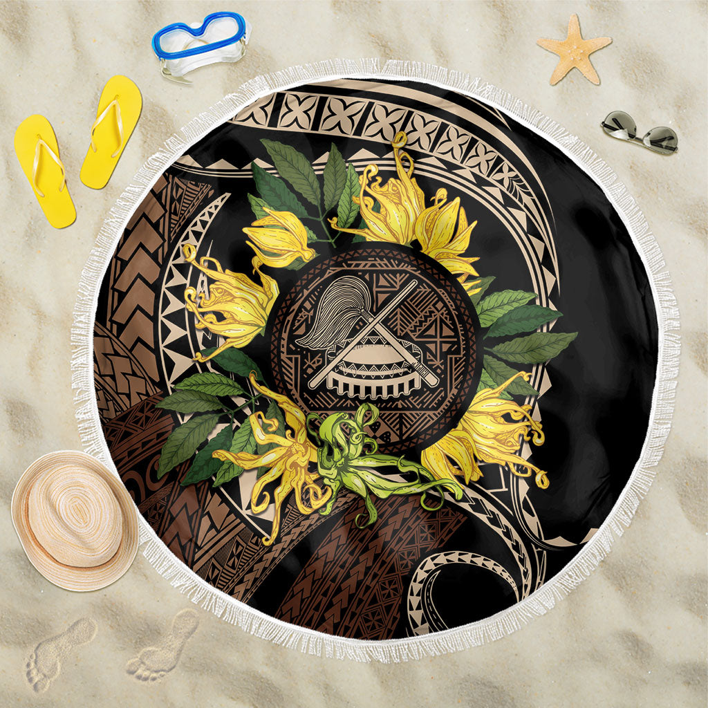 Samoa Moso'oi Flowers Tatau Beach Blanket Festive Tapa Brown LT7 One Size 150cm Brown - Polynesian Pride