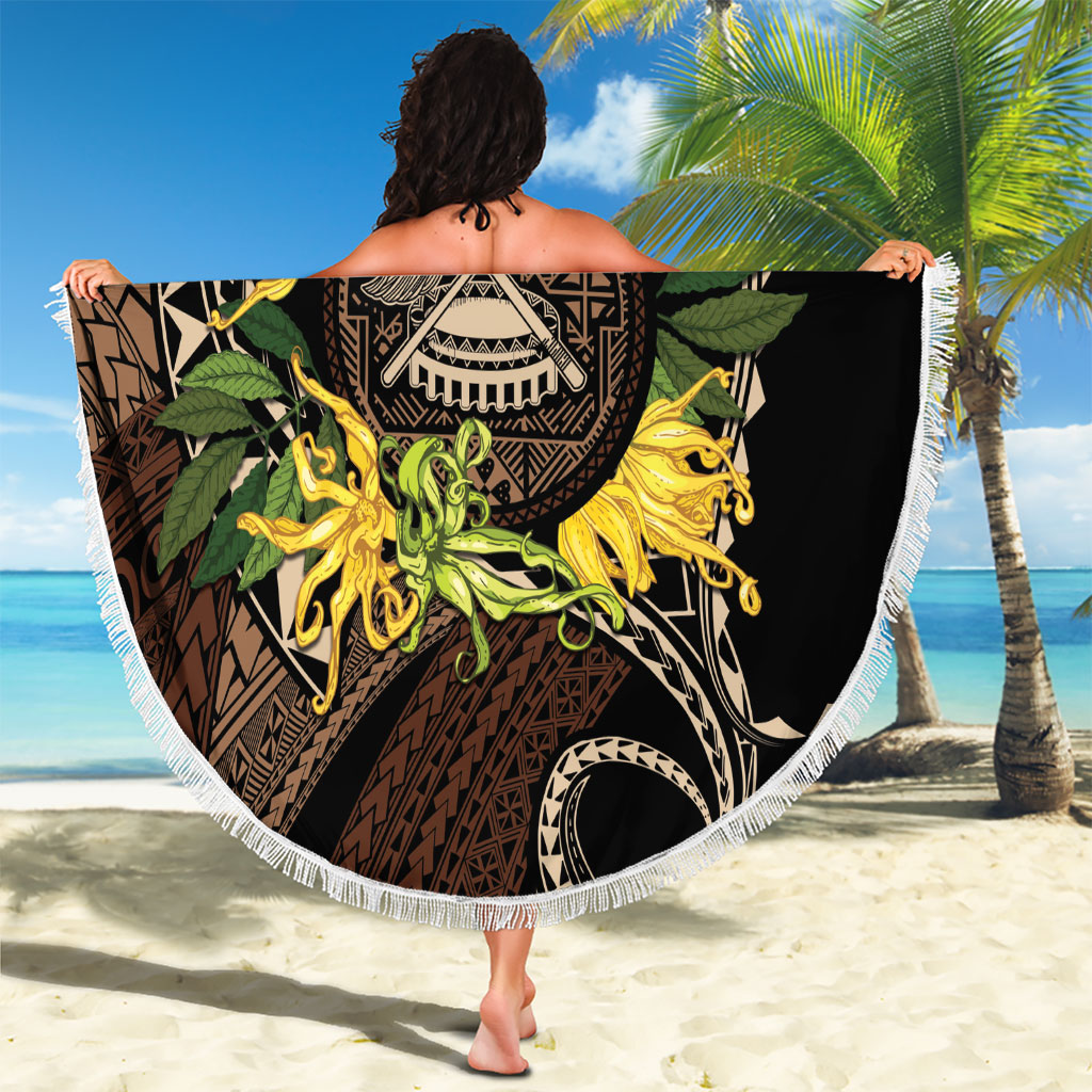 Samoa Moso'oi Flowers Tatau Beach Blanket Festive Tapa Brown LT7 - Polynesian Pride