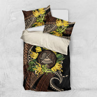 Samoa Moso'oi Flowers Tatau Bedding Set Festive Tapa Brown LT7 US Twin 172cm x 218cm Brown - Polynesian Pride