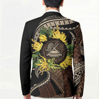 Samoa Moso'oi Flowers Tatau Blazer Festive Tapa Brown LT7 - Polynesian Pride