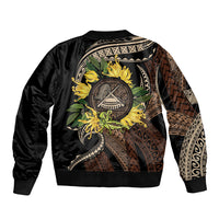 Samoa Moso'oi Flowers Tatau Bomber Jacket Festive Tapa Brown LT7 - Polynesian Pride