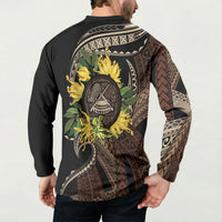 Samoa Moso'oi Flowers Tatau Button Sweatshirt Festive Tapa Brown LT7 - Polynesian Pride