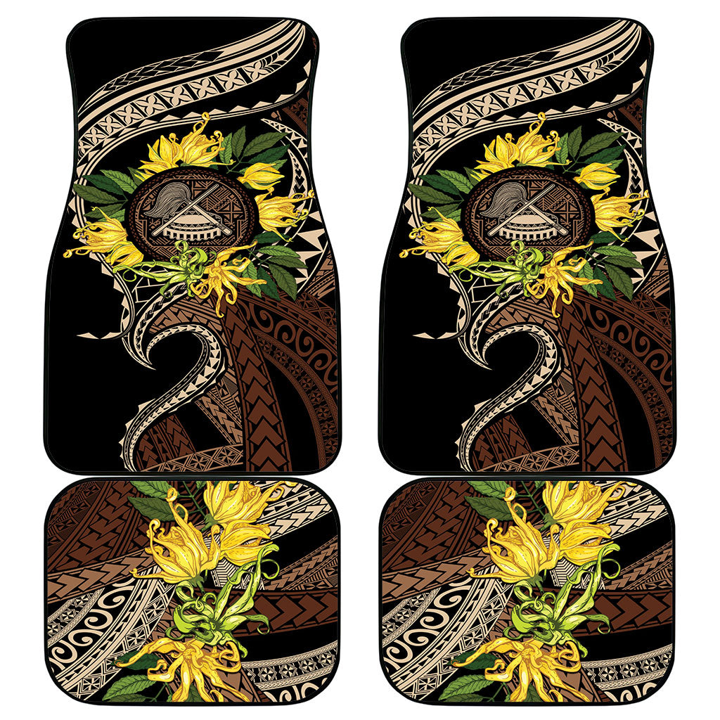 Samoa Moso'oi Flowers Tatau Car Mats Festive Tapa Brown LT7 - Polynesian Pride