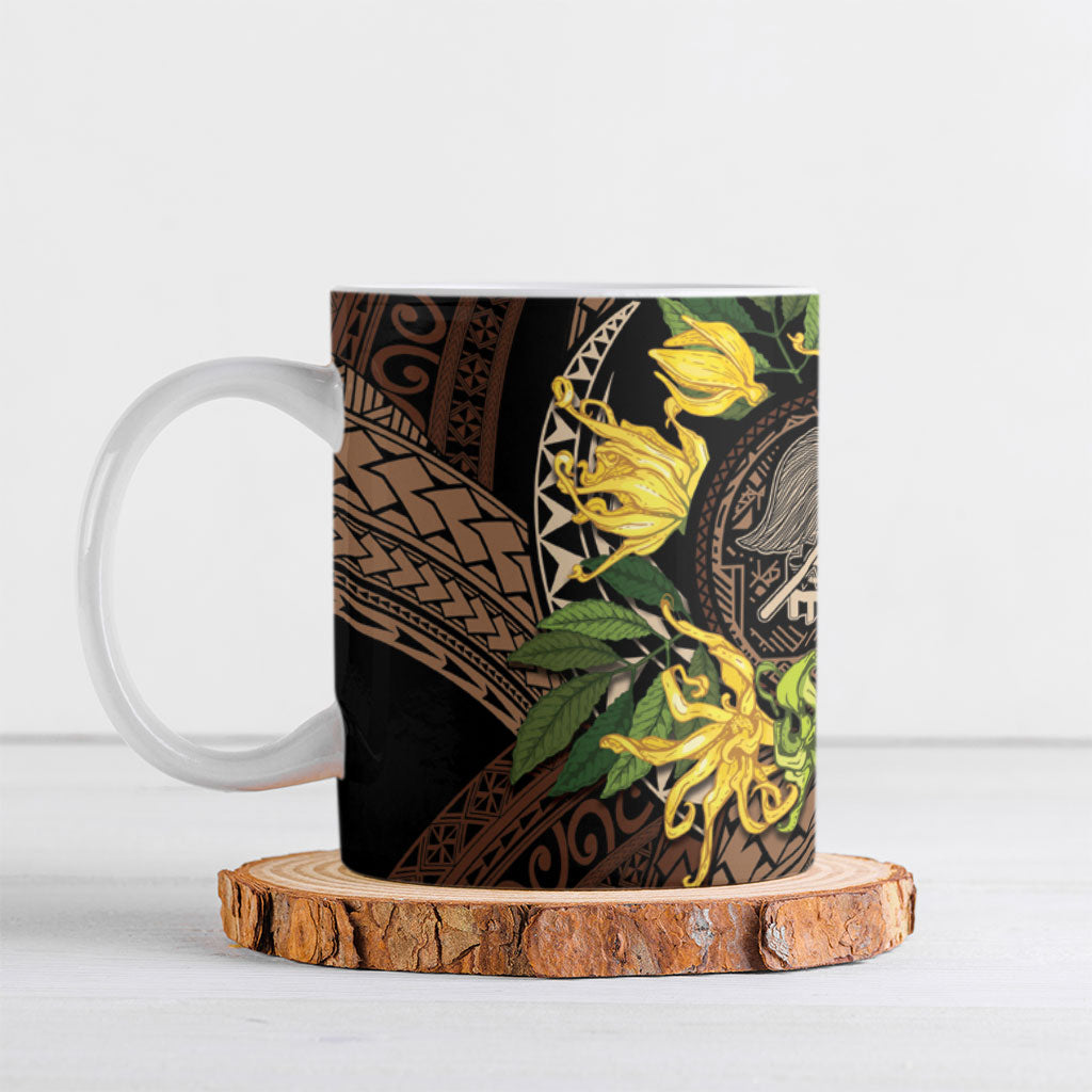 Samoa Moso'oi Flowers Tatau Ceramic Mug Festive Tapa Brown LT7 Brown - Polynesian Pride