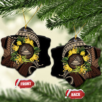Samoa Moso'oi Flowers Tatau Ceramic Ornament Festive Tapa Brown LT7 Snow Flake Brown - Polynesian Pride