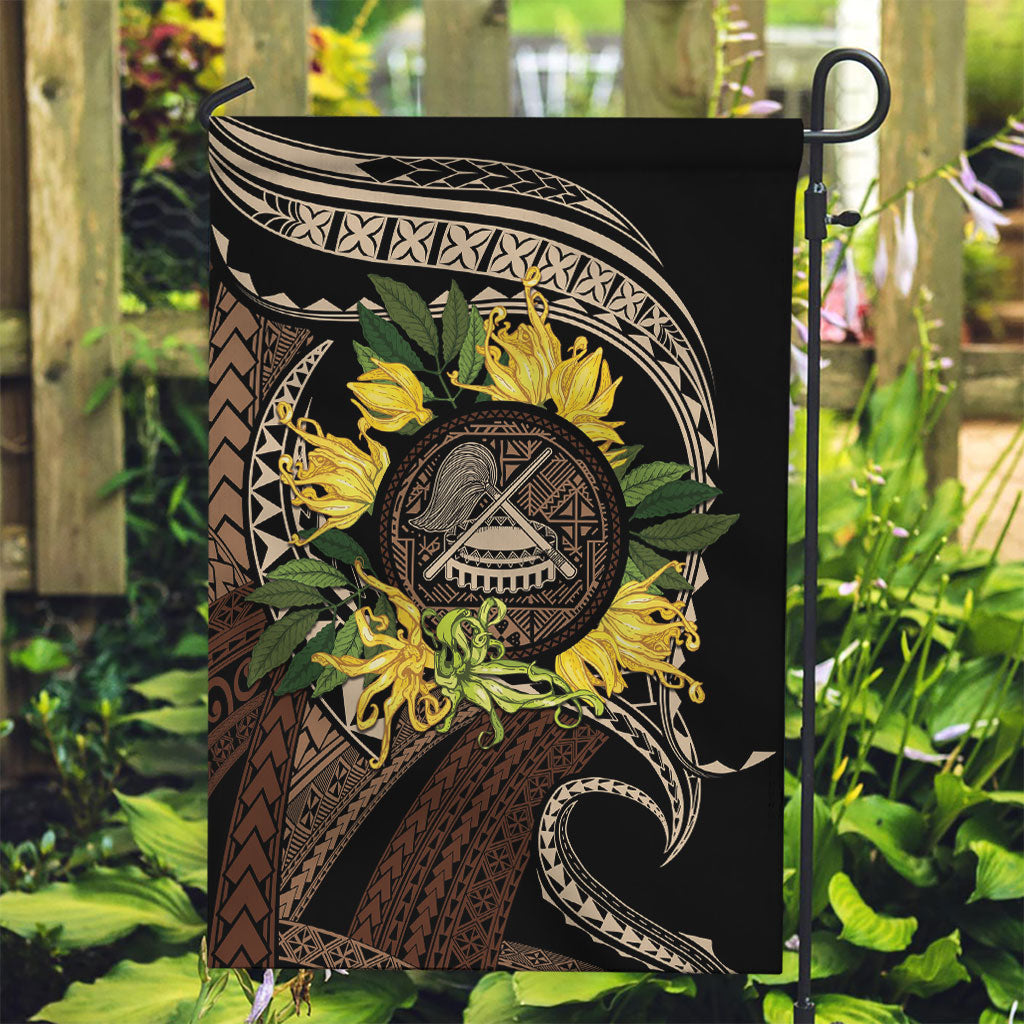 Samoa Moso'oi Flowers Tatau Garden Flag Festive Tapa Brown LT7 Garden Flag Brown - Polynesian Pride