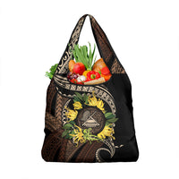 Samoa Moso'oi Flowers Tatau Grocery Bag Festive Tapa Brown LT7 1-pack One Size Brown - Polynesian Pride