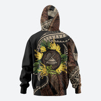 Samoa Moso'oi Flowers Tatau Hoodie Festive Tapa Brown LT7 - Polynesian Pride
