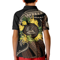 Samoa Moso'oi Flowers Tatau Kid Polo Shirt Festive Tapa Brown LT7 - Polynesian Pride